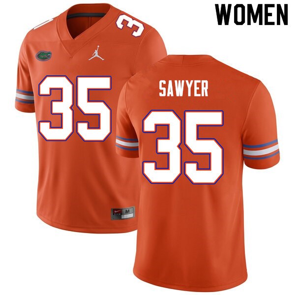Women #35 William Sawyer Florida Gators College Football Jersey Orange